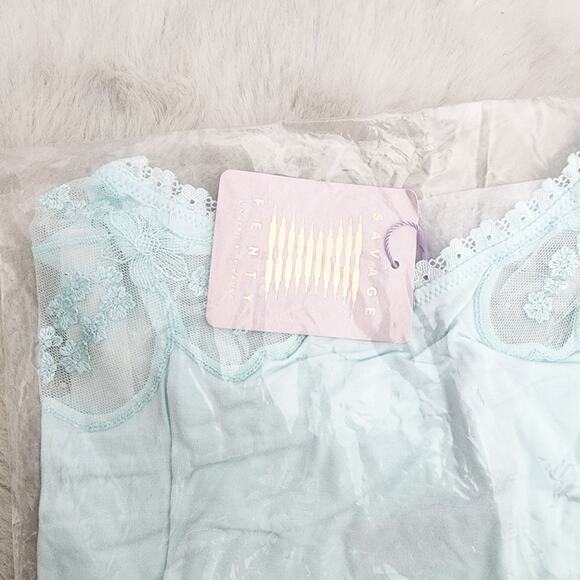 NEW Savage X Fenty Peek Behind The Lace Curvy Cami Seashell Blue - Picture 7 of 9